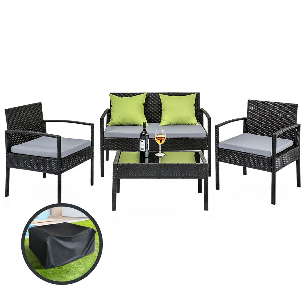 Gardeon Outdoor Furniture Lounge Setting with Cover