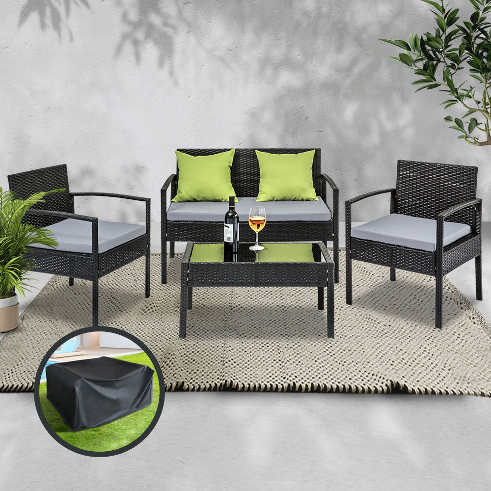 Gardeon Outdoor Furniture Lounge Setting with Cover