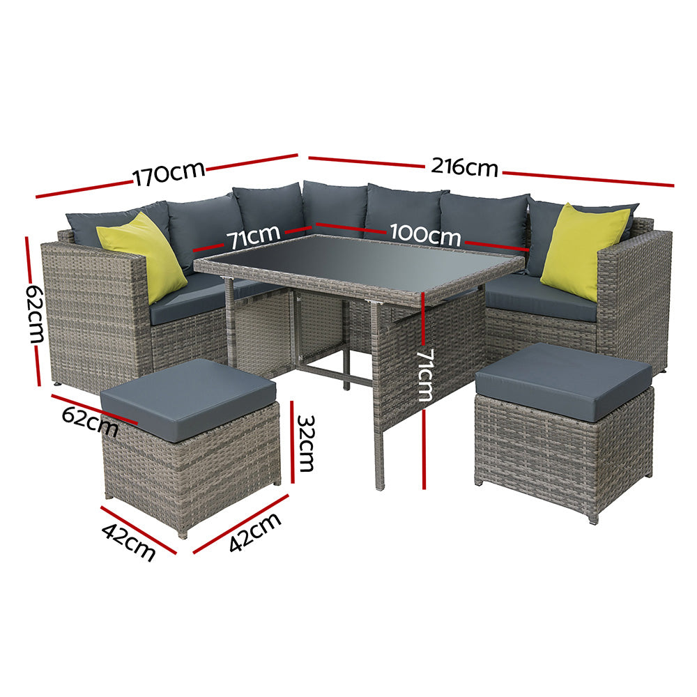 Gardeon Outdoor Furniture Patio Set Grey