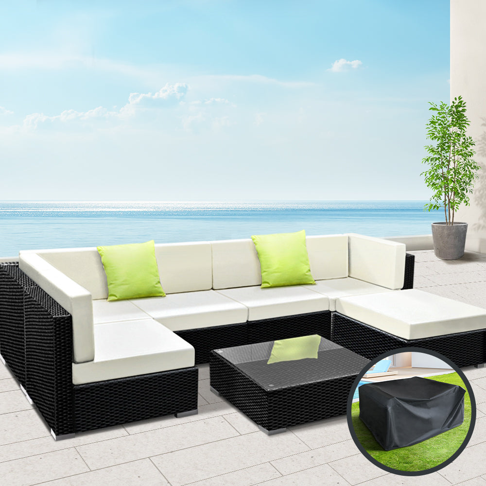 Gardeon 7 Piece Outdoor Lounge Setting with Cover