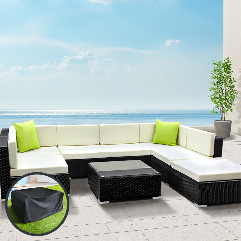 Gardeon 8 Piece Outdoor Lounge Setting with Cover