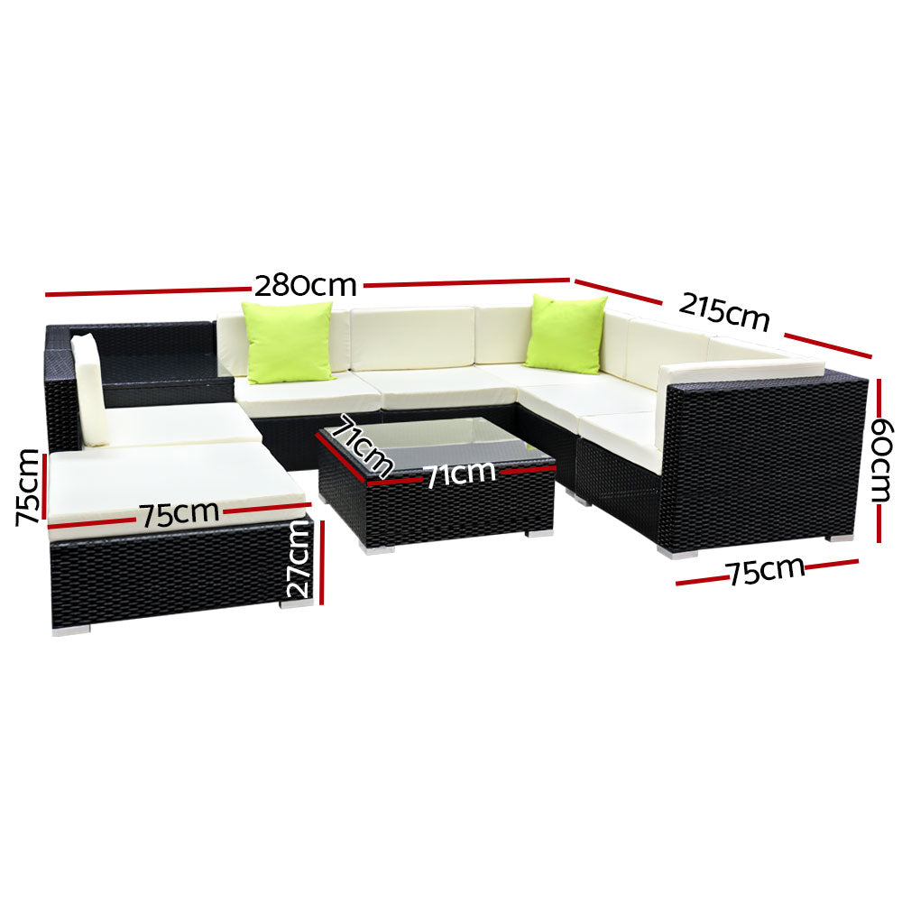 Gardeon 9 Piece Outdoor Sofa Lounge Setting with Storage Cover