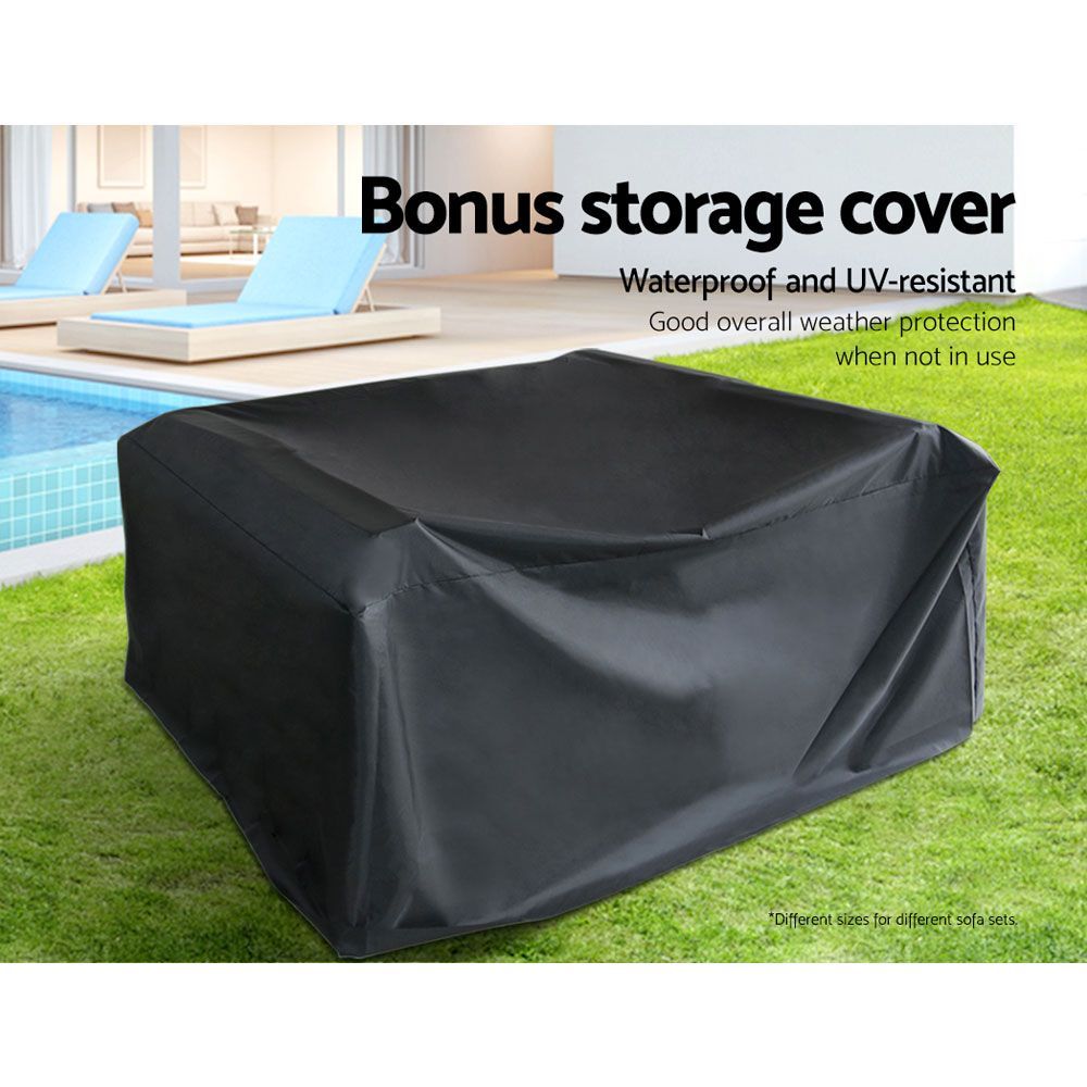 Gardeon 9 Piece Outdoor Sofa Lounge Setting with Storage Cover