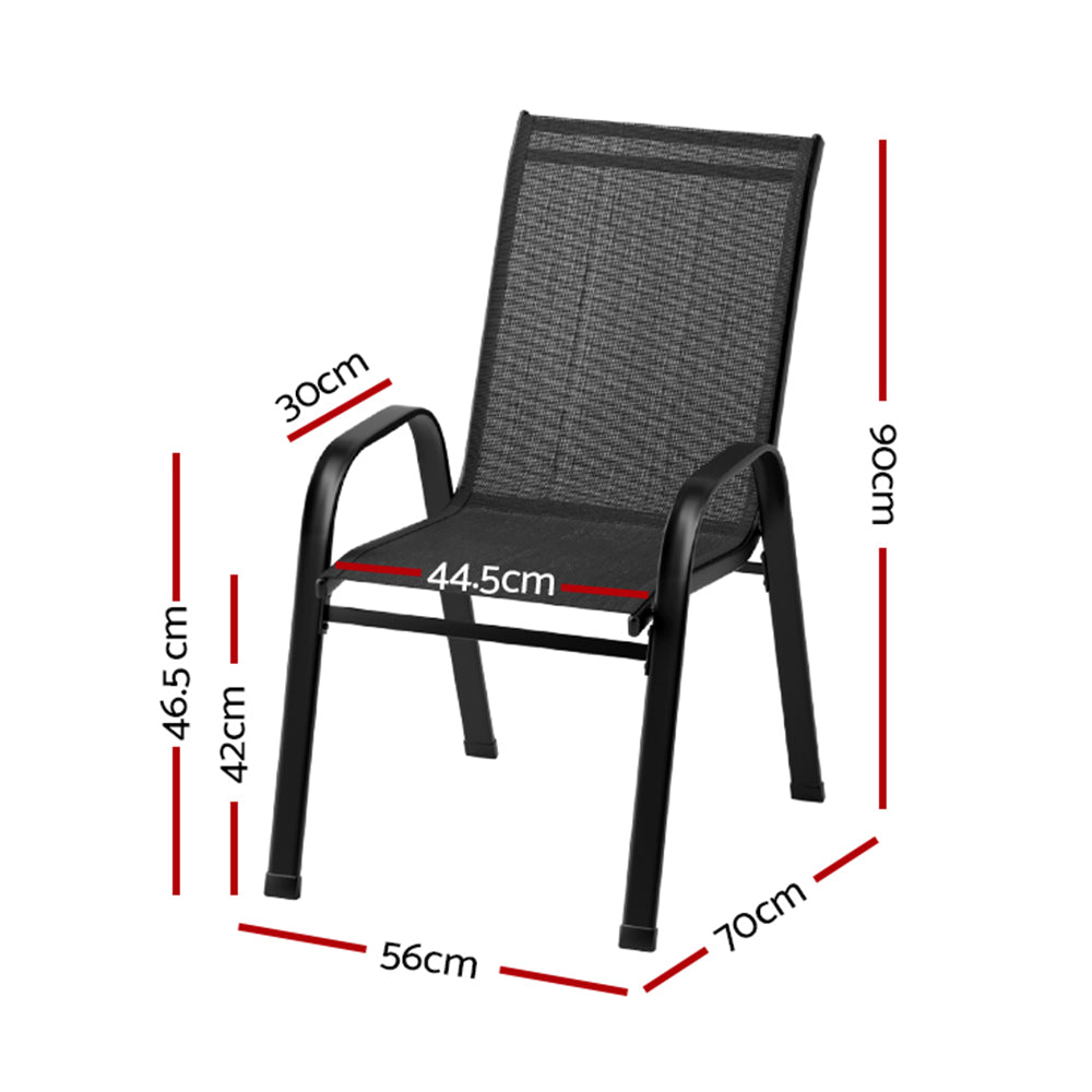 Gardeon 6X Outdoor Stackable Chairs Black