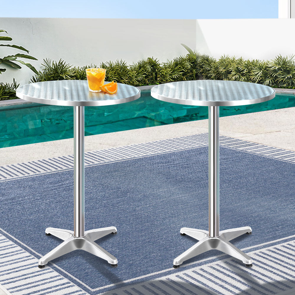 Gardeon 2-Piece Outdoor Aluminium Round Bar Table