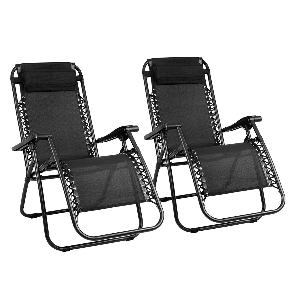 Gardeon 2 Piece Gravity Recliner Chairs Black