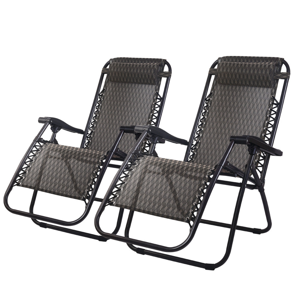 Gardeon 2 Piece Gravity Recliner Chairs - Grey