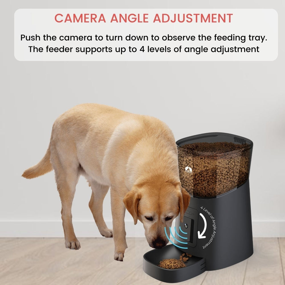 FLOOFI Automatic Voice Interaction &amp; Event Record Camera 6L Smart Pet Feeder - Black