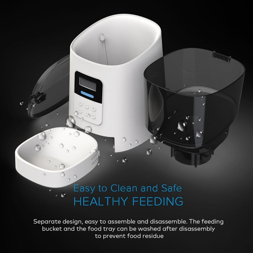 FLOOFI Automatic Voice Interaction &amp; Event Record Camera 6L Smart Pet Feeder - Black