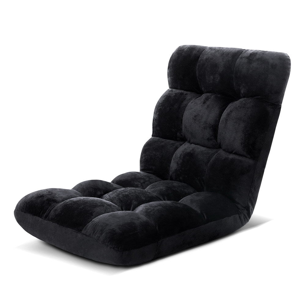 Artiss Floor Sofa Bed Floor Black Velvet Chair