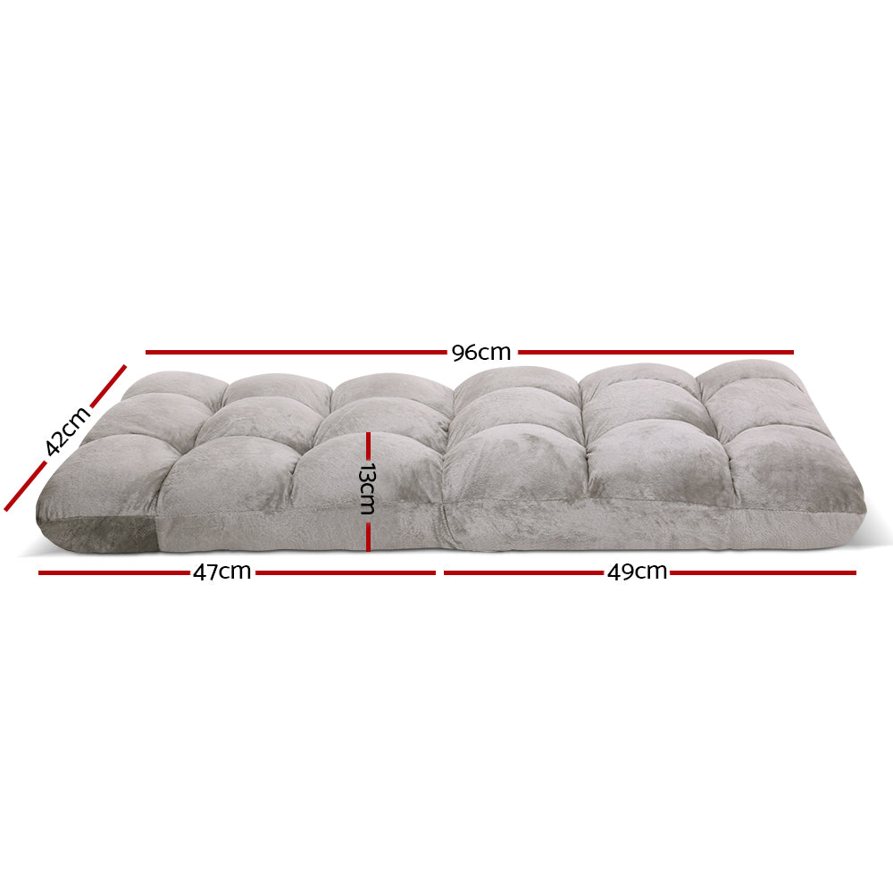 Artiss Velvet Floor Sofa Bed Grey