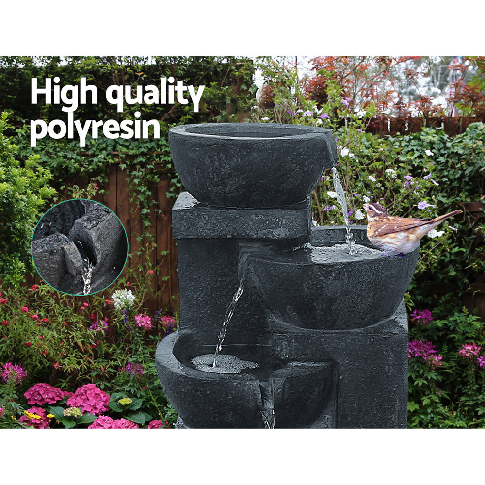 Gardeon 4 Tier Solar Powered Fountain with Light - Blue