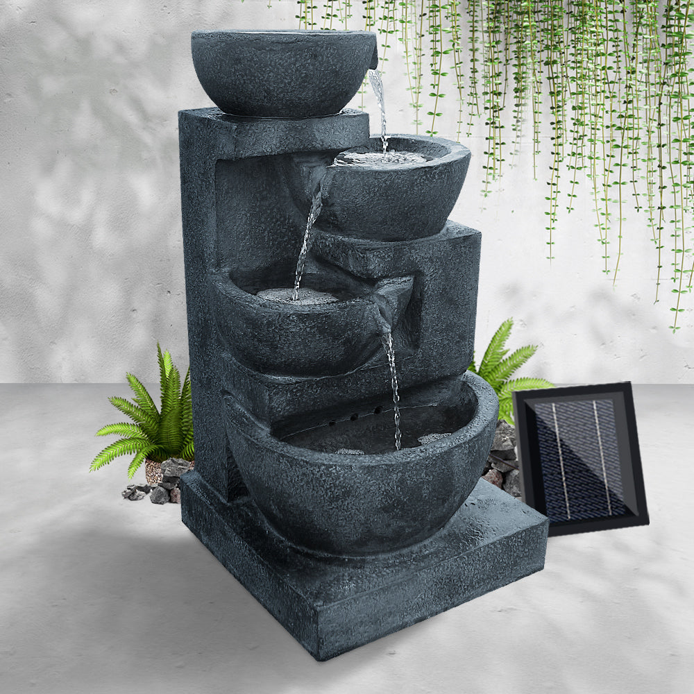 Gardeon 4 Tier Solar Powered Fountain with Light - Blue