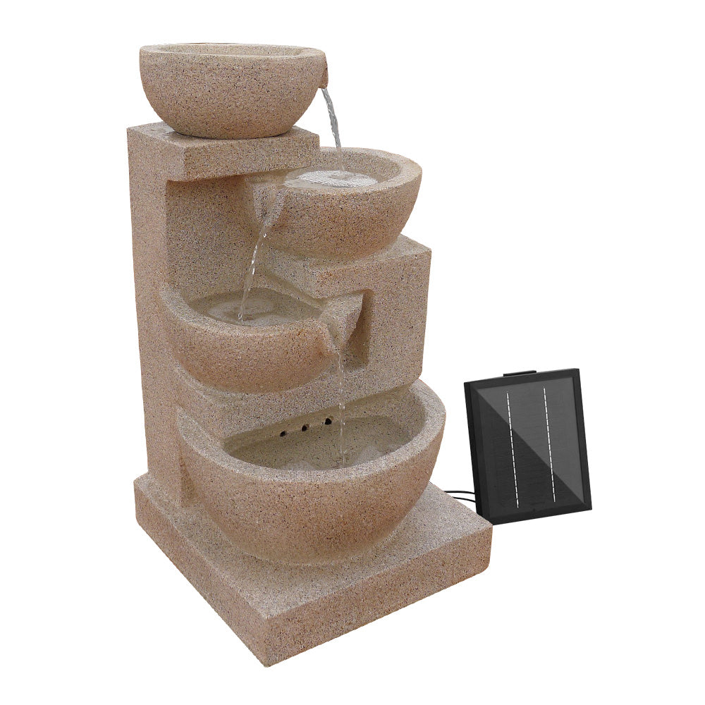 Gardeon 4 Tier Solar Powered Fountain with Light - Sand