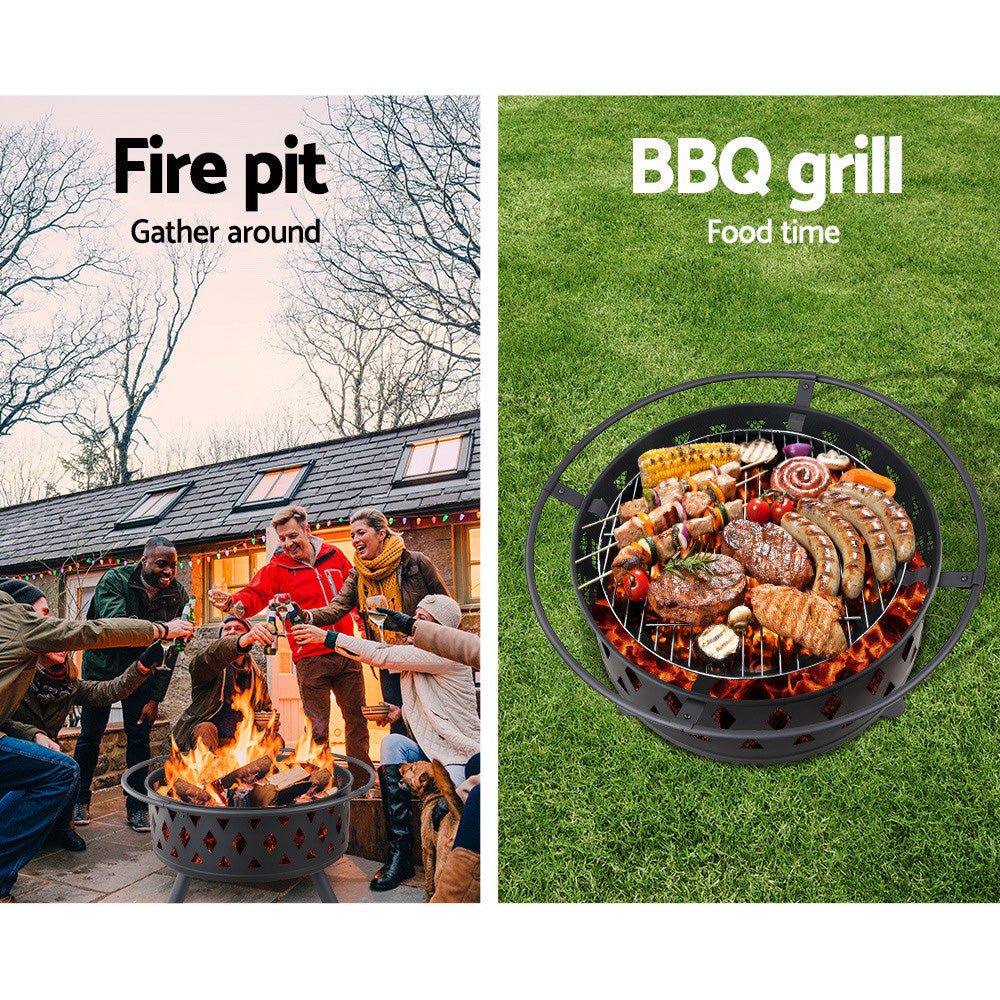Grillz Outdoor Fire Pit BBQ Grill 32 Inch