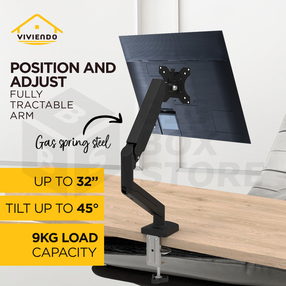 Viviendo Gas Spring Desk Stand and Monitor arm in Single Steel Monitor Mounts