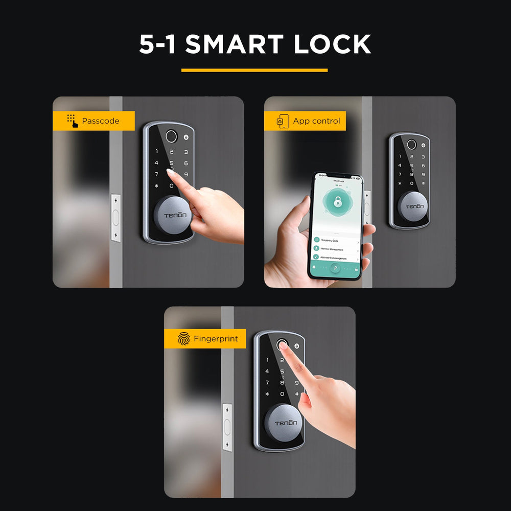 Tenon K7 Bluetooth Smart Door Lock Fingerprints Keypad Remote Access - Black