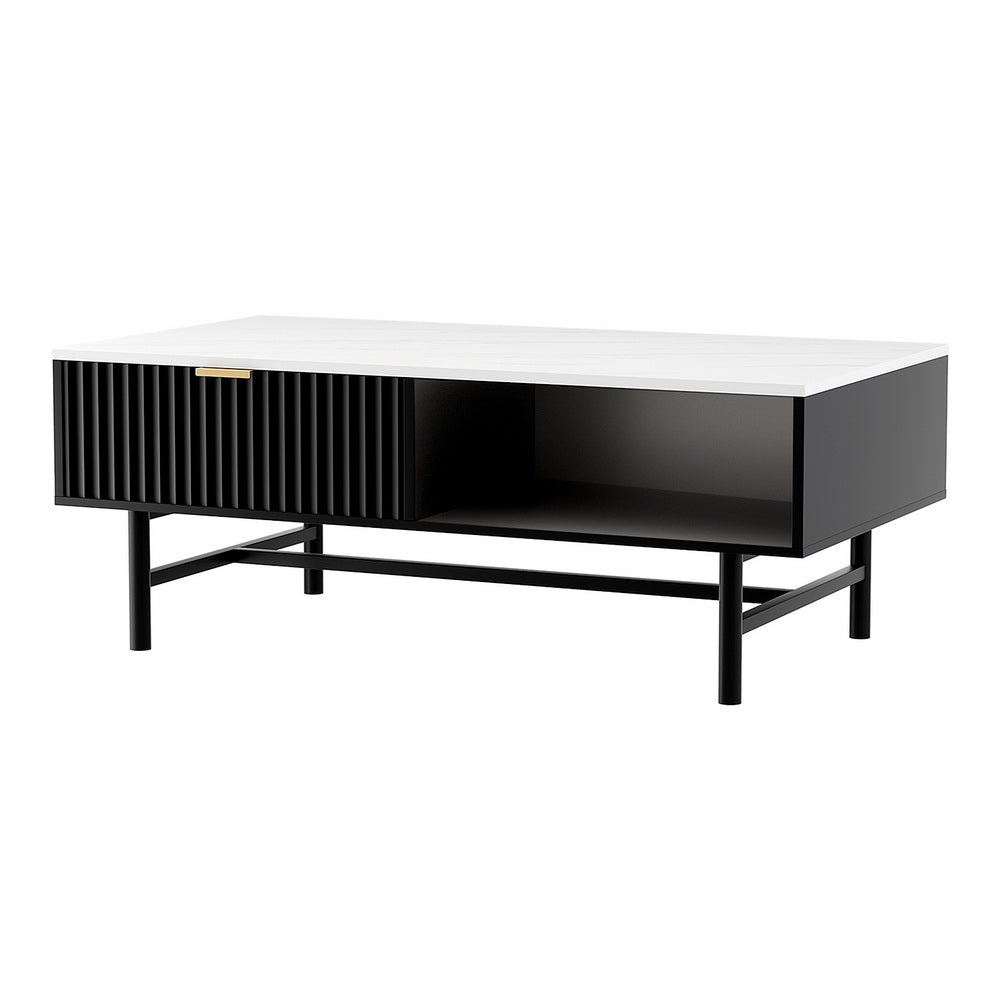 Artiss Coffee Table Drawer Storage Shelf - Black