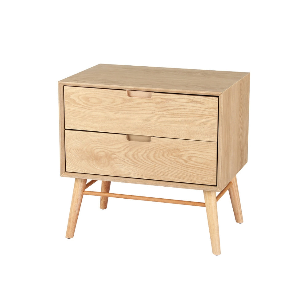 Artiss Bedside Table 2 Drawers GINO Pine