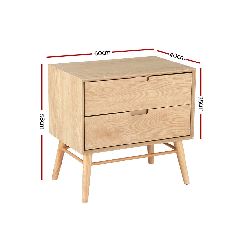 Artiss Bedside Table 2 Drawers GINO Pine