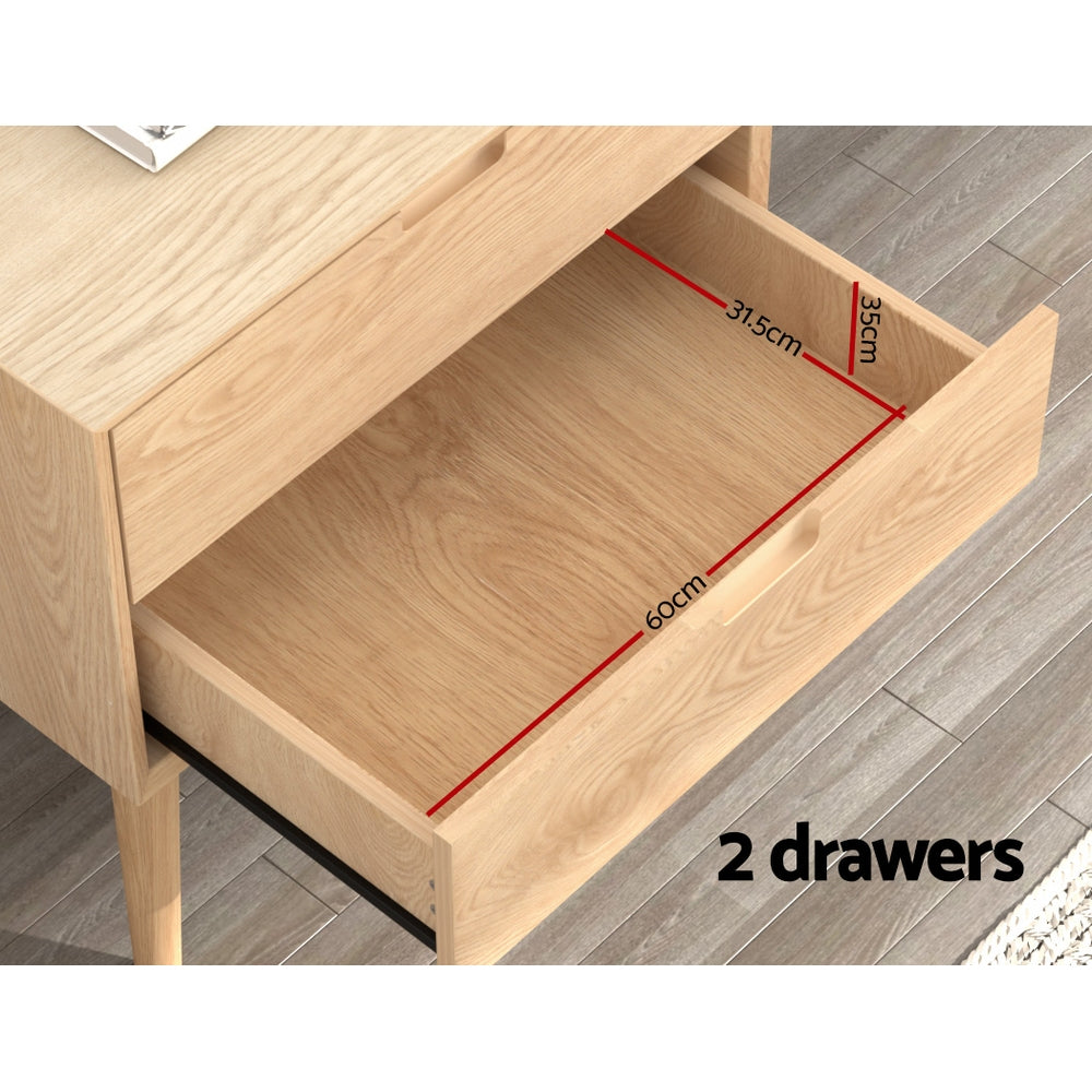 Artiss Bedside Table 2 Drawers GINO Pine