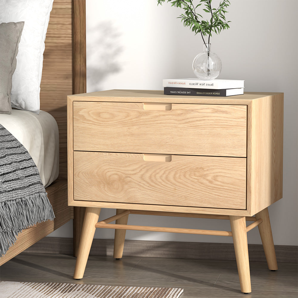 Artiss Bedside Table 2 Drawers GINO Pine