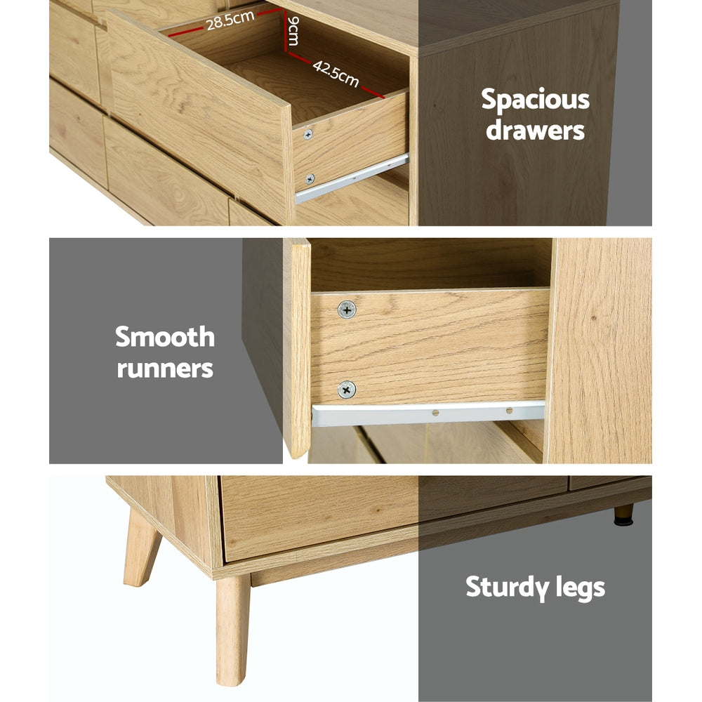 Artiss 9 Chest of Drawers Oak