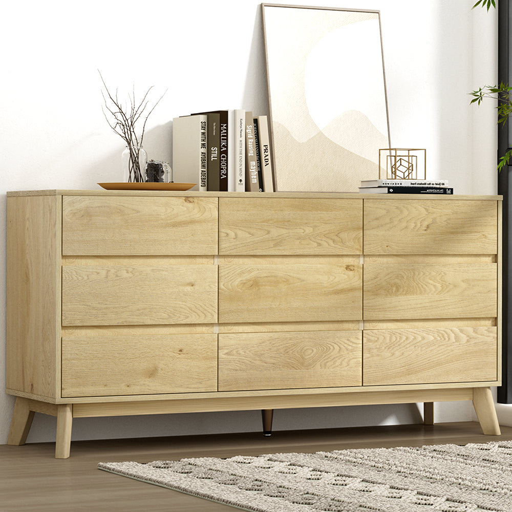 Artiss 9 Chest of Drawers Oak