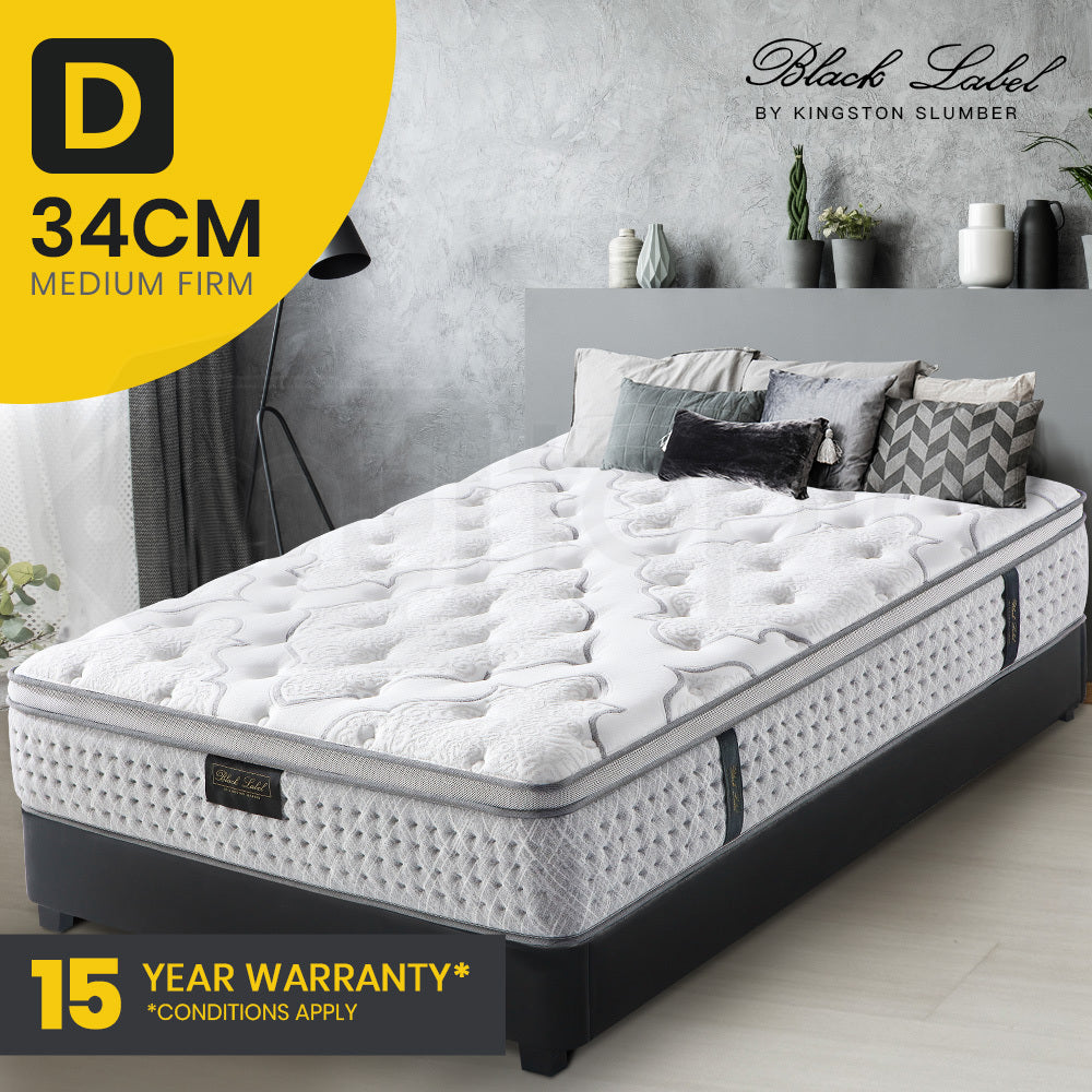 KINGSTON DOUBLE Size Mattress Medium Firm Bed Euro Top Memory Foam Pocket Spring Bedding 34CM
