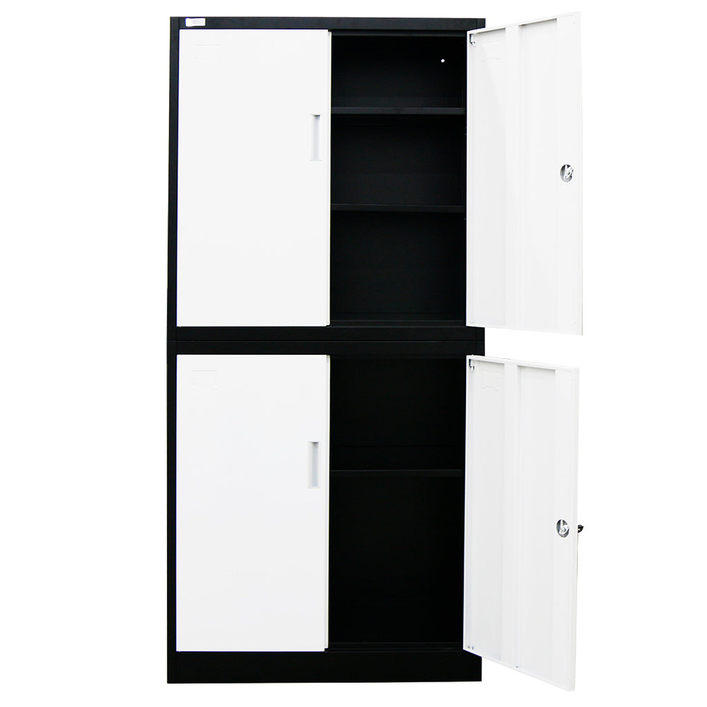FORTIA Stationery Cabinet Office Home Storage 4 Door Metal Lockable Cupboard Drawers