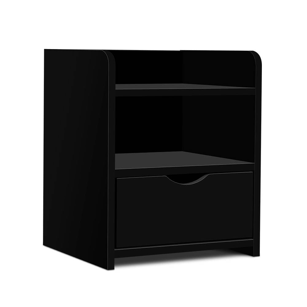 Artiss Bedside Table with Shelves Black