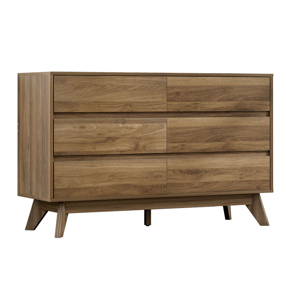 Artiss 6 Chest of Drawers Dresser Lowboy - XAVI Walnut