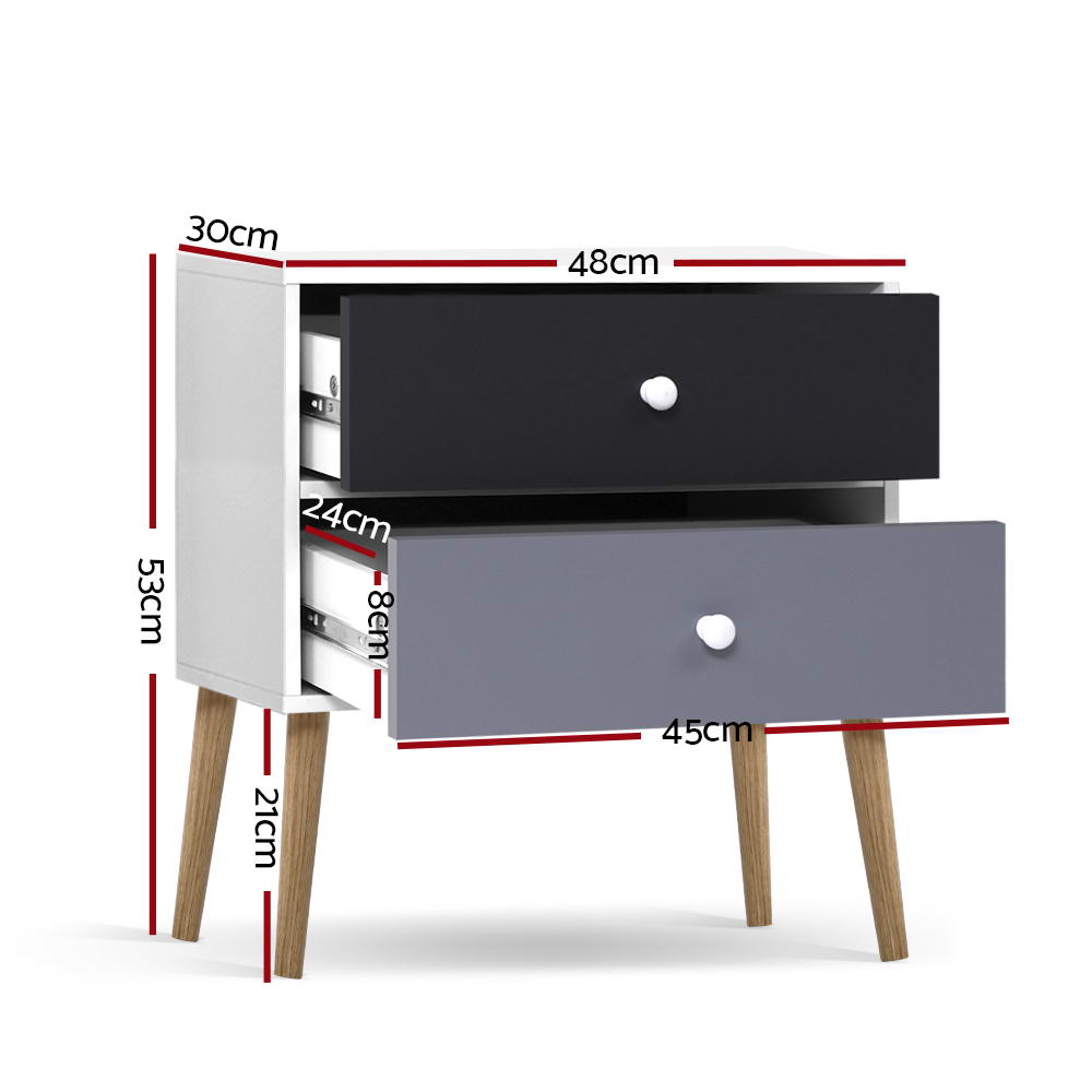 Artiss Bedside Tables Drawers White Black