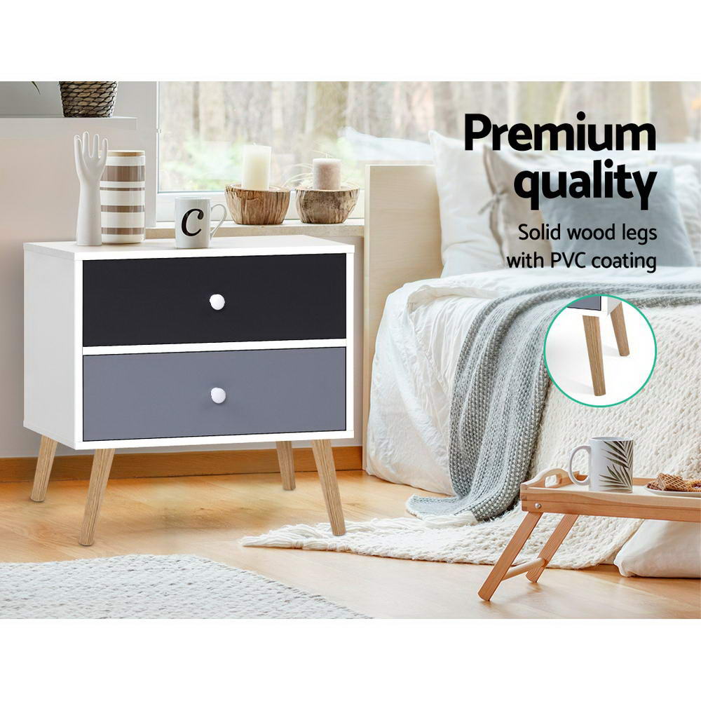 Artiss Bedside Tables Drawers White Black