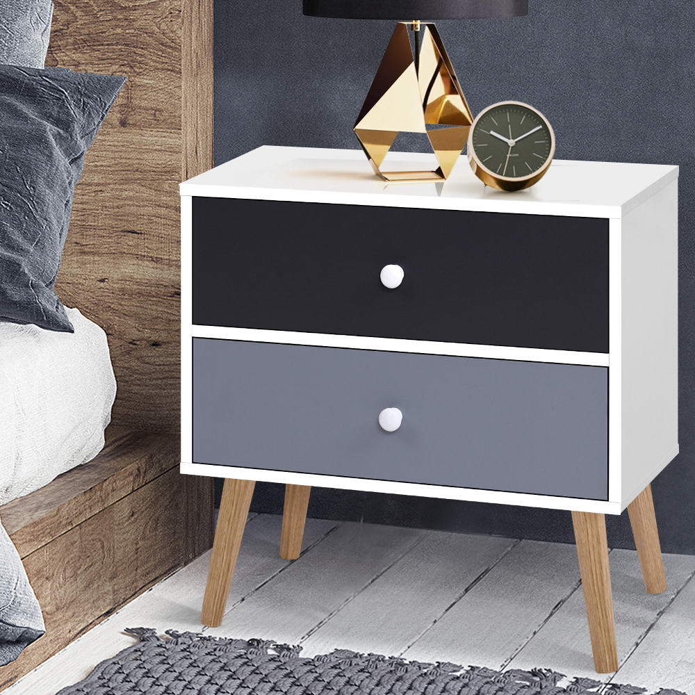 Artiss Bedside Tables Drawers White Black