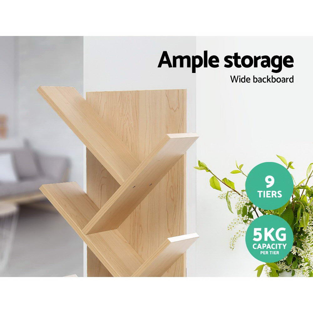 Artiss Display 9-Shelf Tree Bookshelf Natural