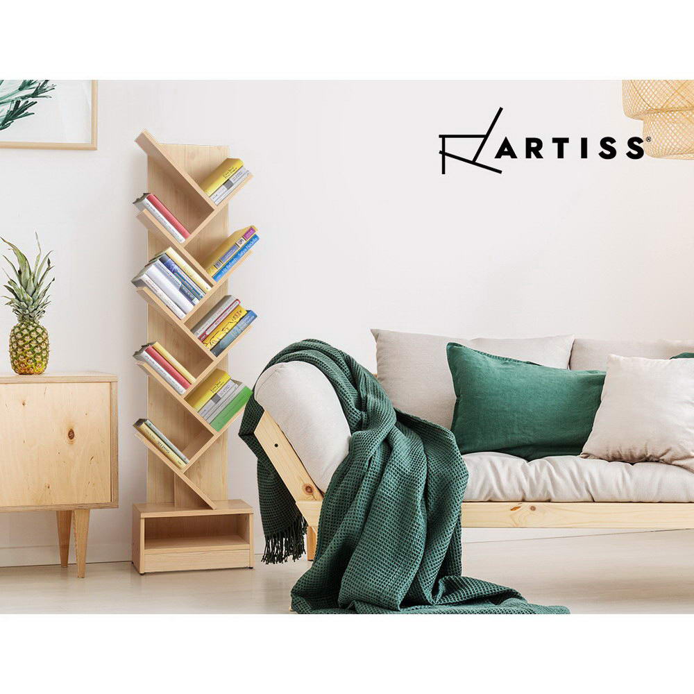 Artiss Display 9-Shelf Tree Bookshelf Natural