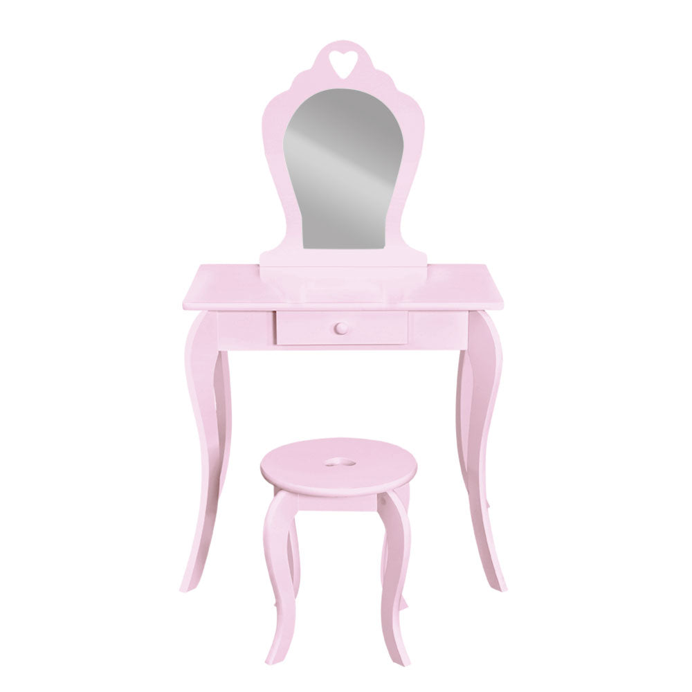 Keezi Kids Vanity Dressing Table Stool Set Pink