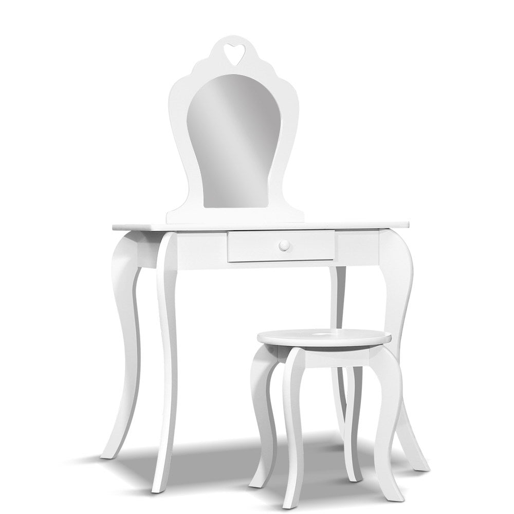 Keezi Kids Vanity Dressing Table Stool Set White