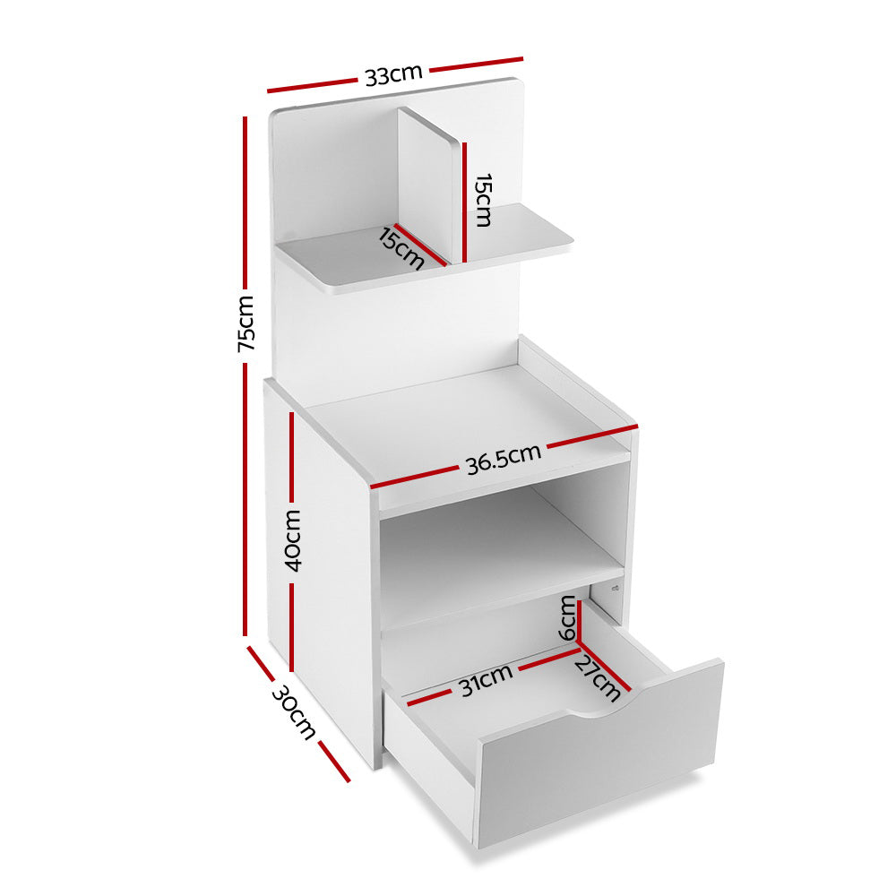 Artiss Bedside Table Storage with Shelve White