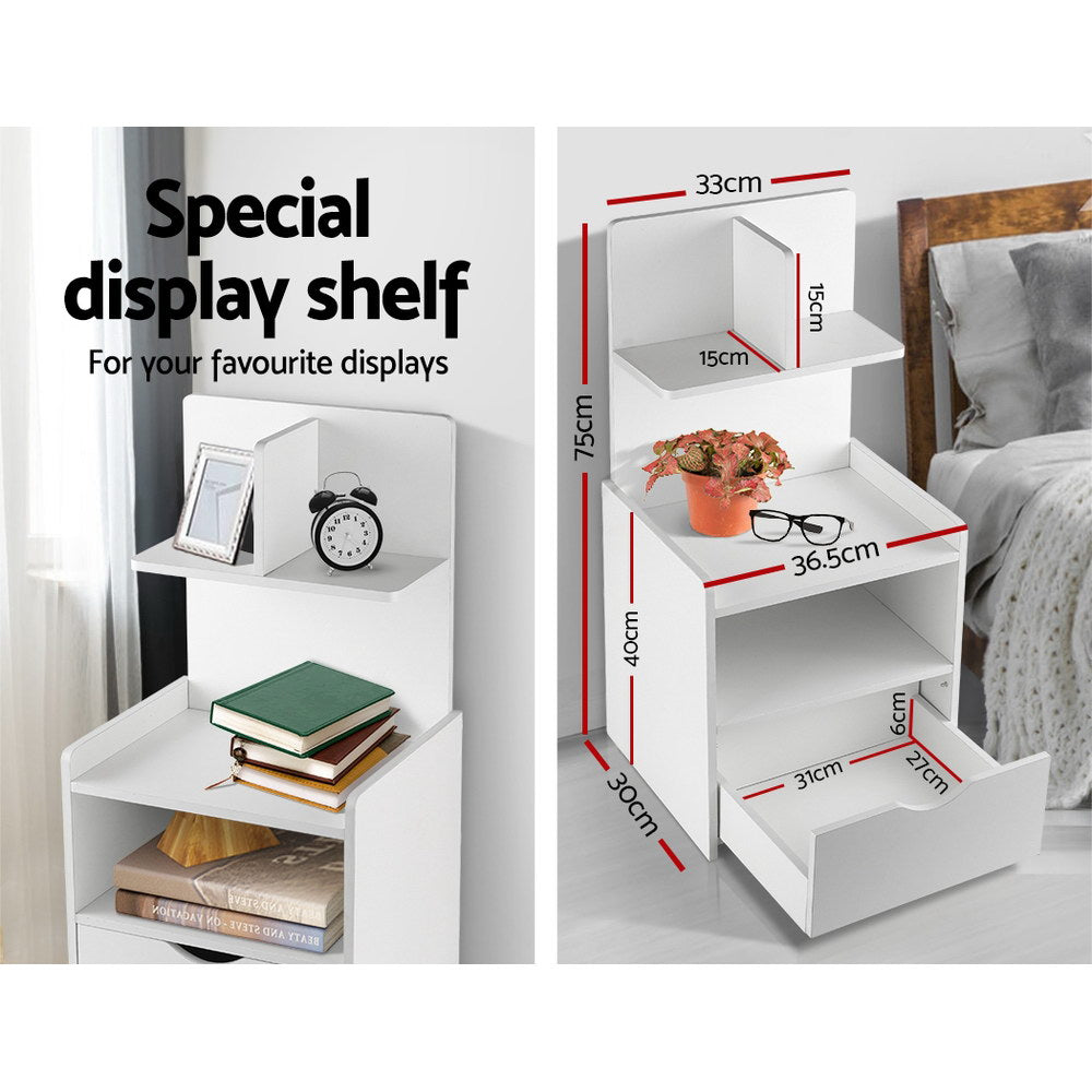 Artiss Bedside Table Storage with Shelve White