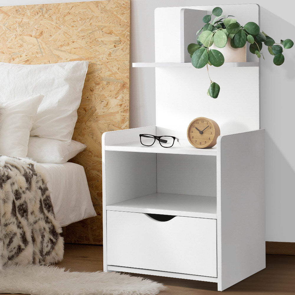 Artiss Bedside Table Storage with Shelve White