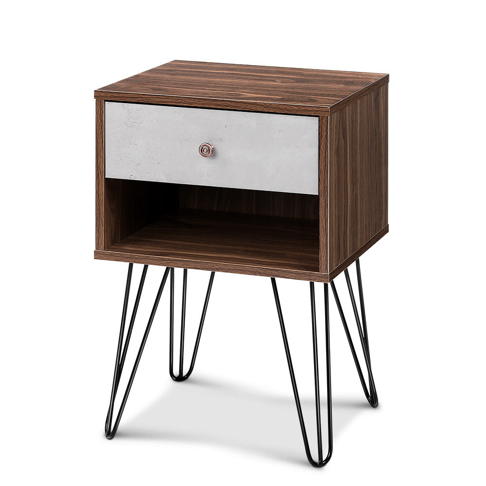 Artiss Lars Bedside Table Walnut