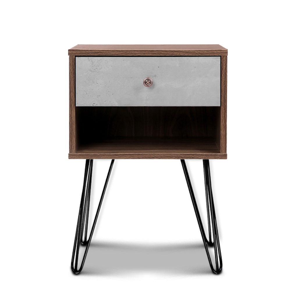 Artiss Lars Bedside Table Walnut