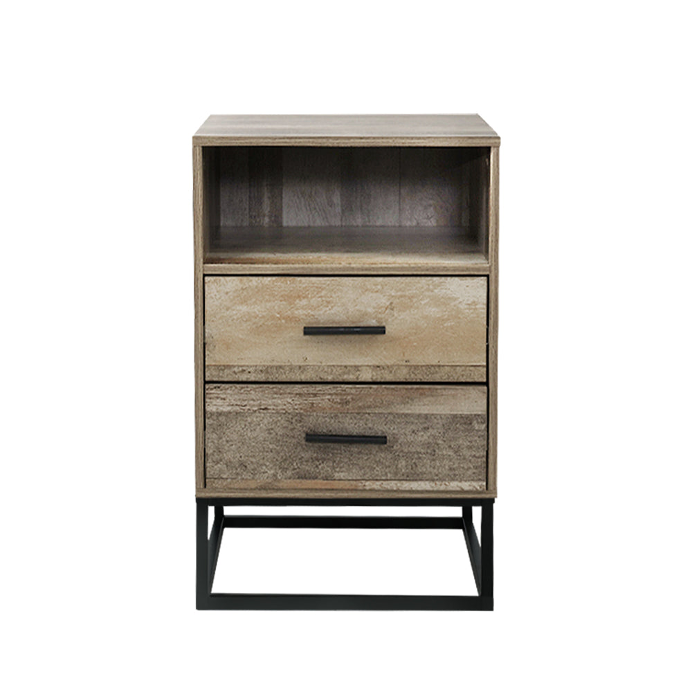 Artiss Bedside Table with Drawers Rustic Wood