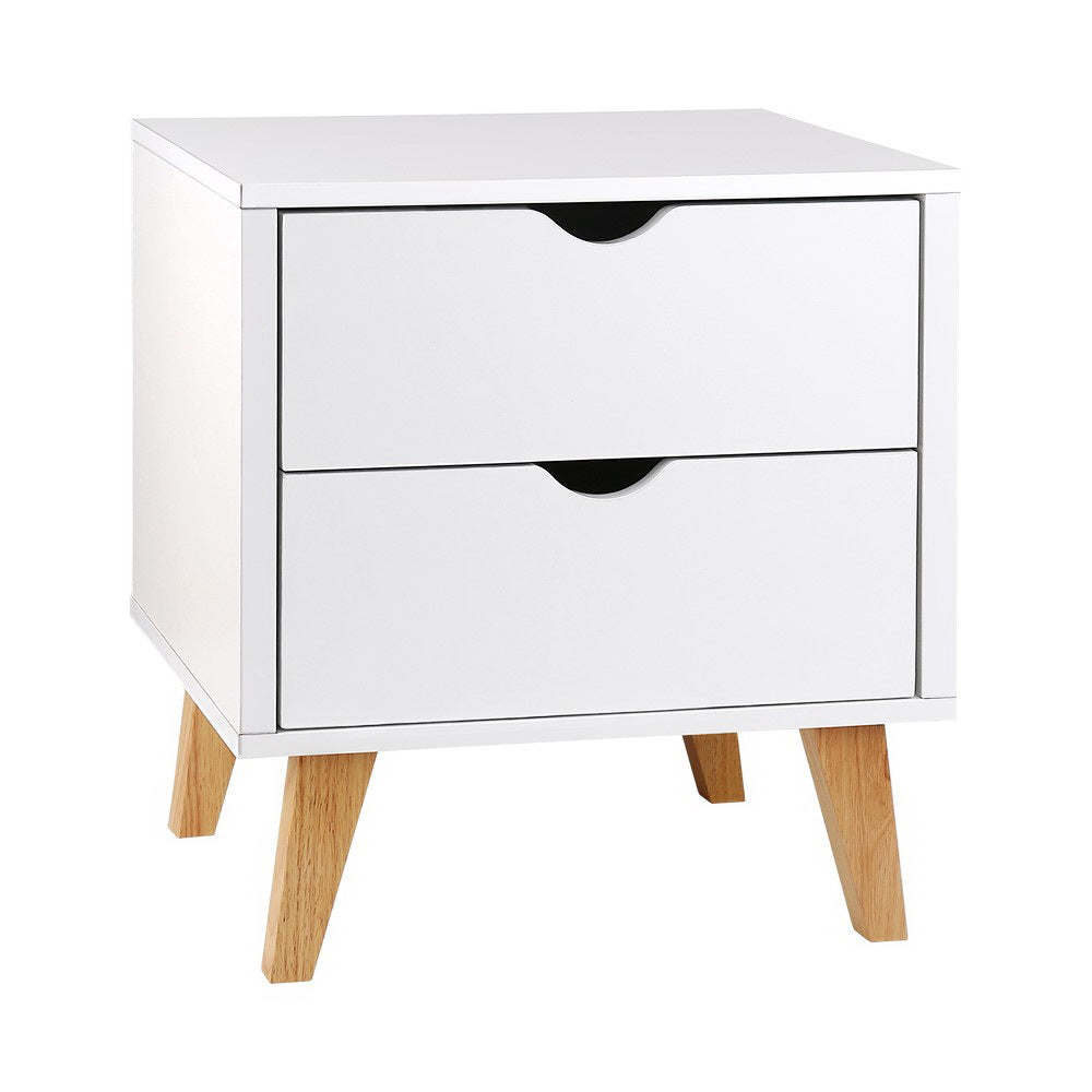 Artiss Bedside Table 2 Drawers White