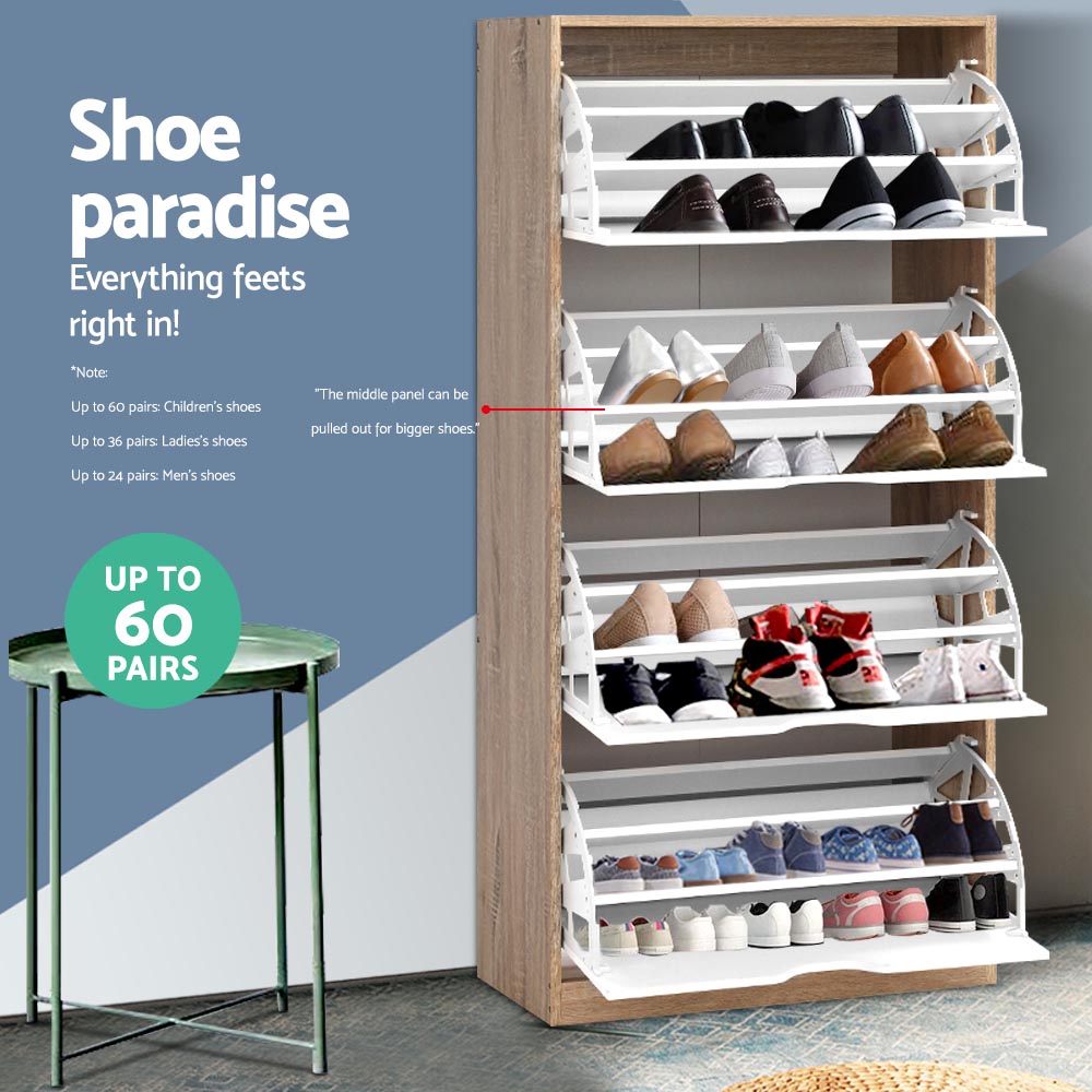 Artiss Shoe Cabinet Organiser Wooden White