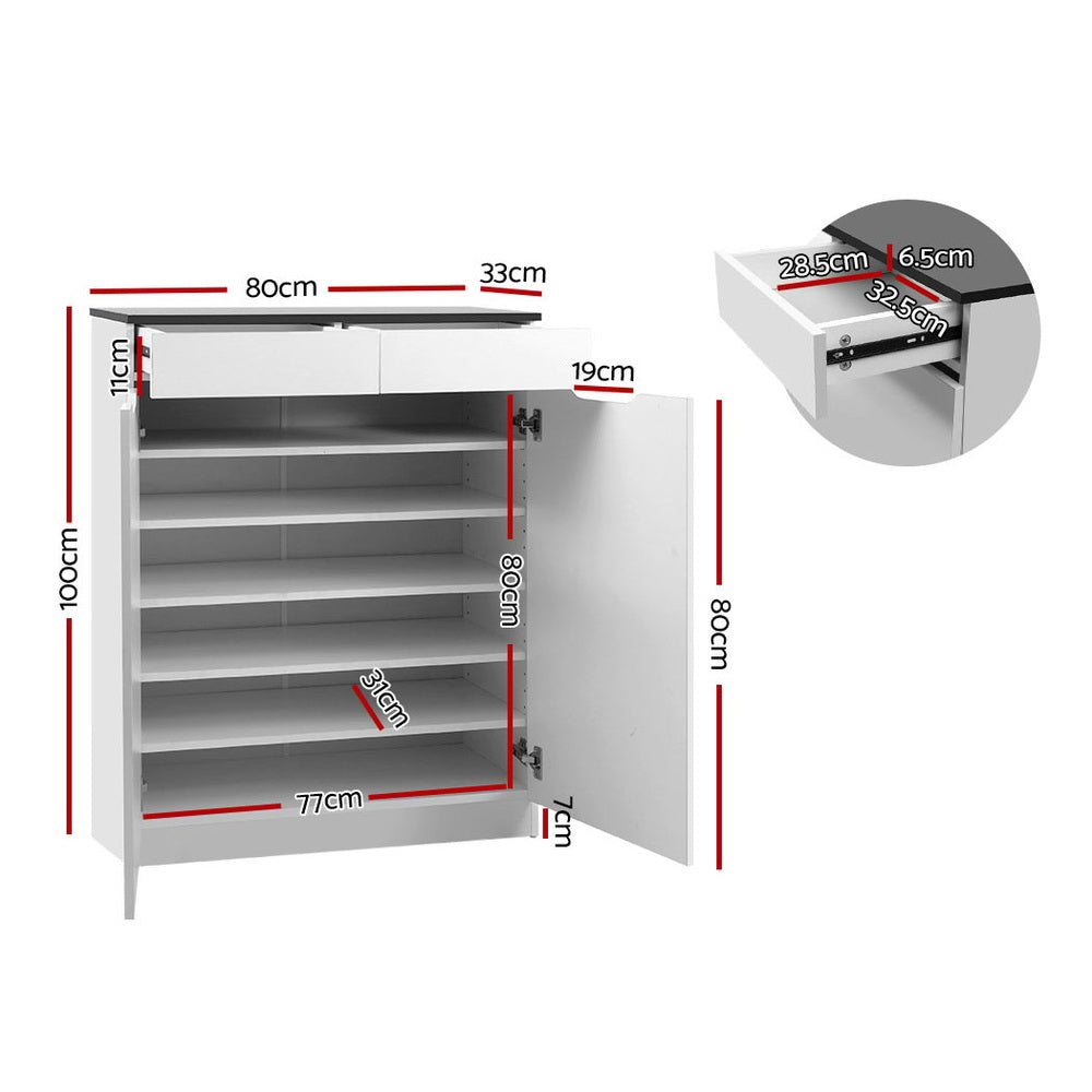 Artiss High Gloss Shoe Rack White