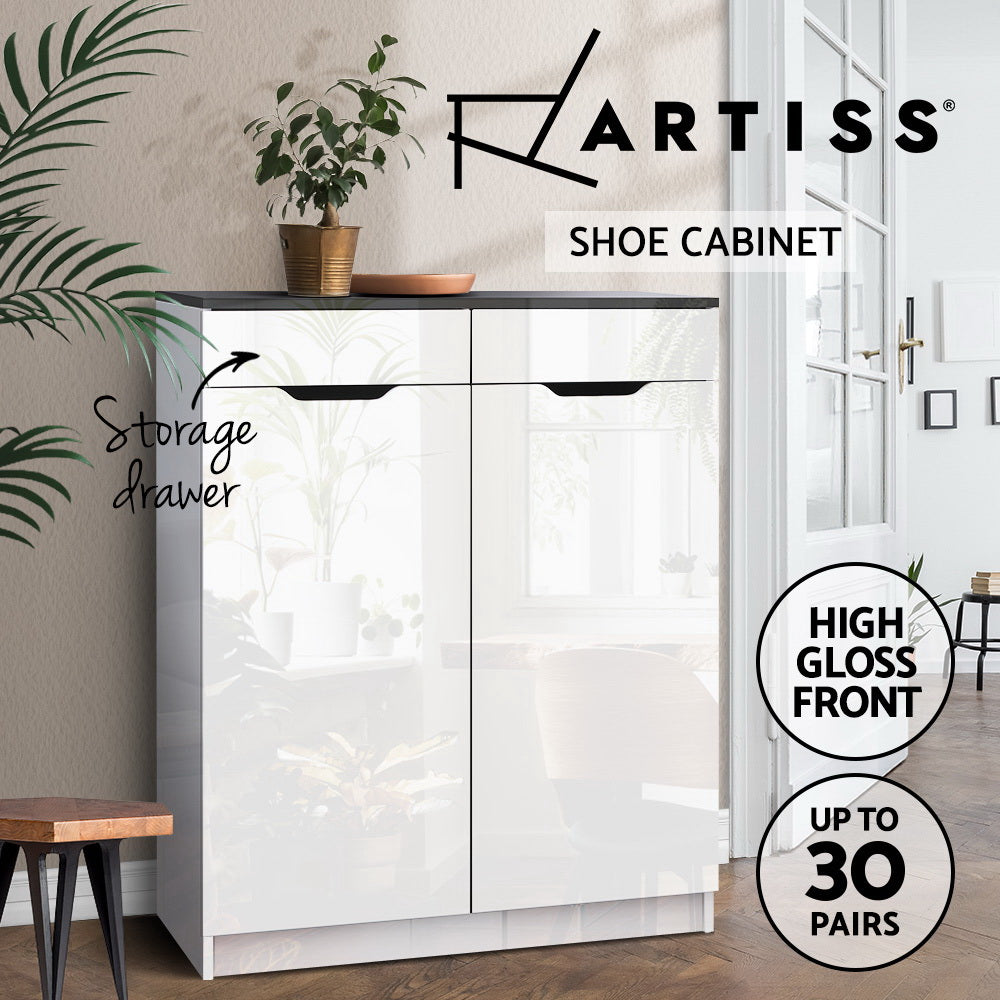 Artiss High Gloss Shoe Rack White