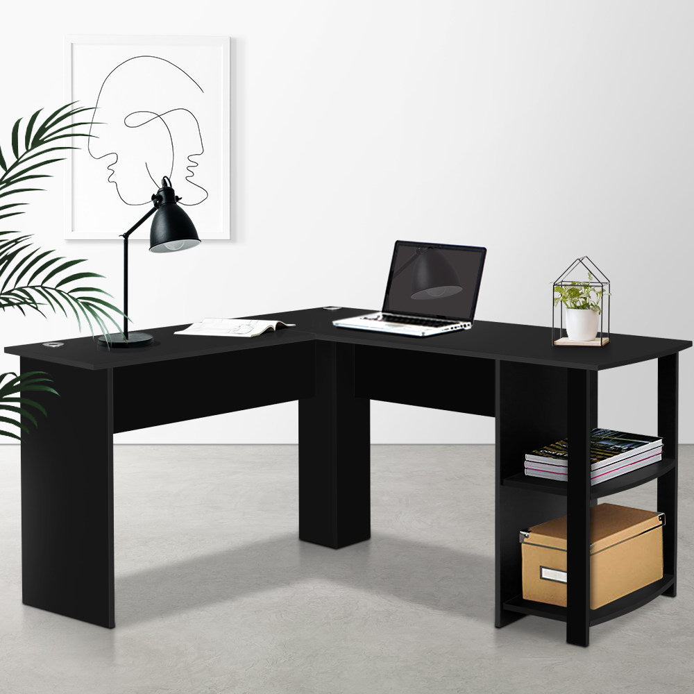 Artiss Computer Desk with Shelf 136CM Black